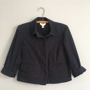 Talbots Black Wash Denim Jeans Jacket 3/4 Sleeves